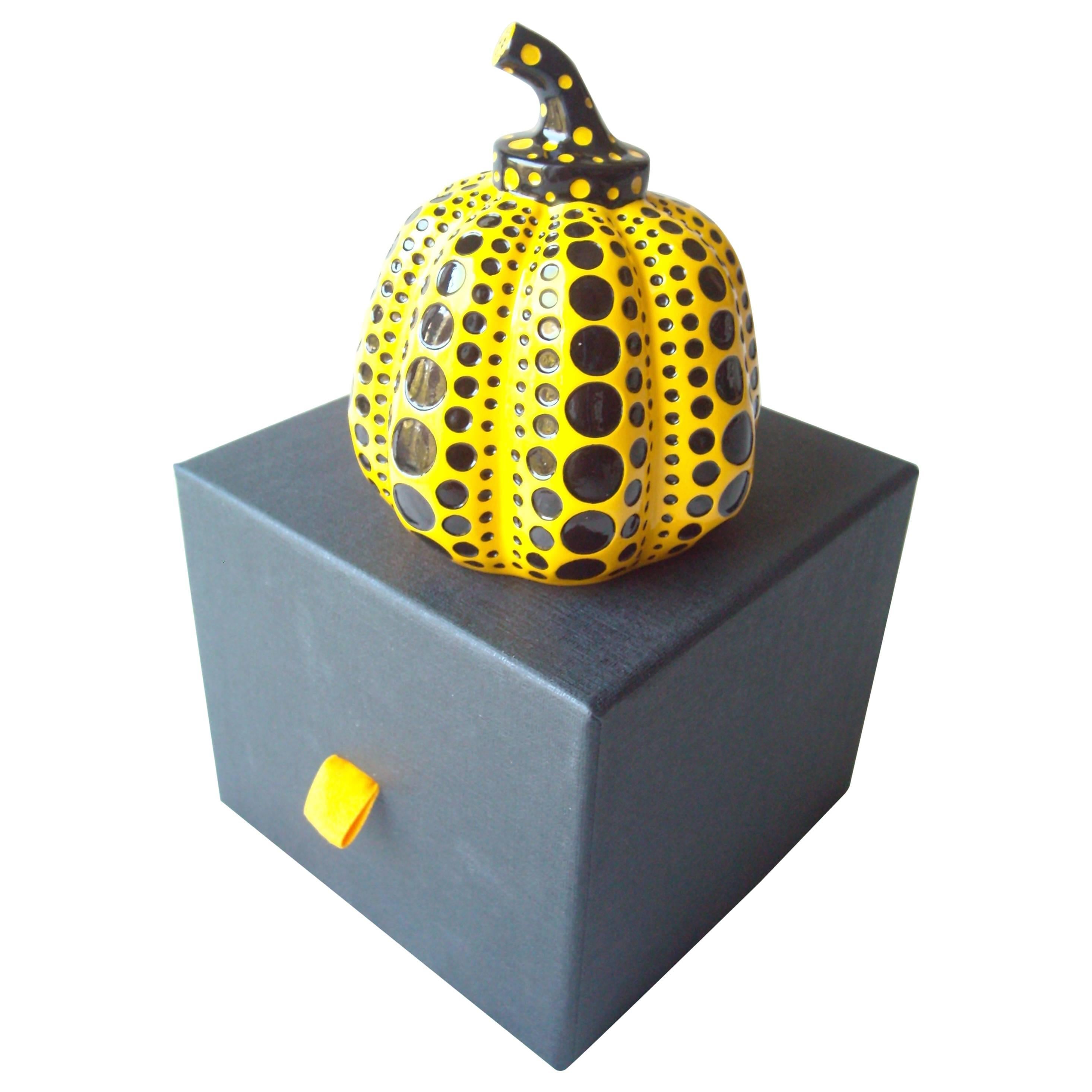 Yayoi Kusama Paperweight Pumpkin Sculpture with Box, Signed