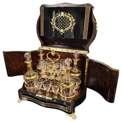 French Boulle style Dry Bar Liquor Cabinet Cellaret