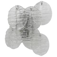 Three Kalmar Blatt Ice Glass Disc Sconces, Austria, 1960s 12