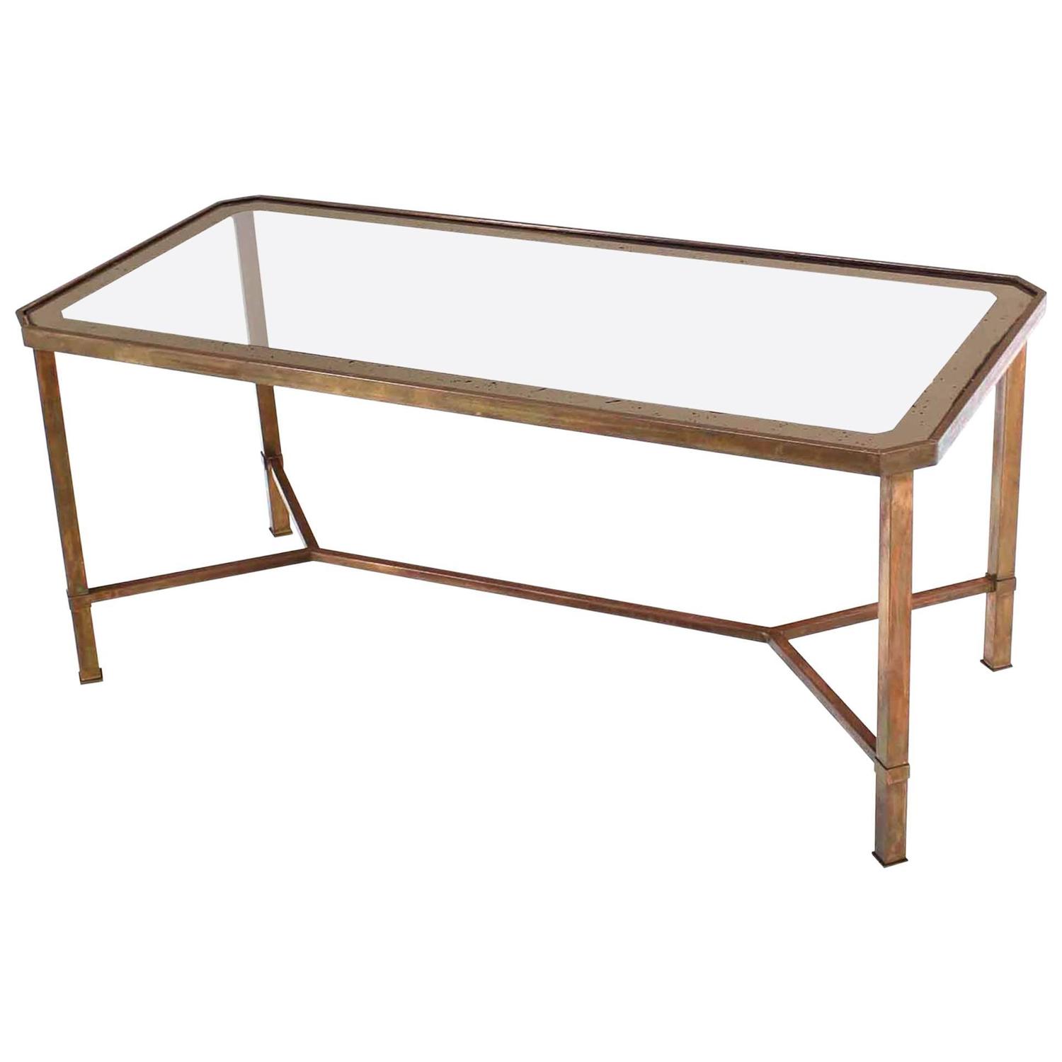 Rectangular Brass Base Coffee Table For Sale at 1stdibs
