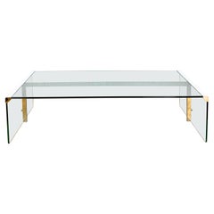 Galotti & Radice Glass and Polished Steel Large Coffee Table