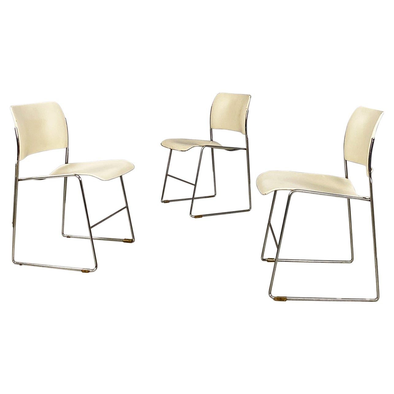 Mid-century modern white 40\4 chairs by David Rowland for GF Furniture, 1963