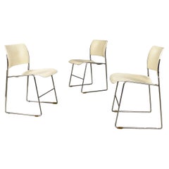 Mid-century modern white 40\4 chairs by David Rowland for GF Furniture, 1963