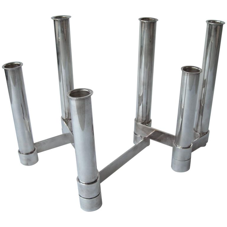 This Gio Ponti Silver Plated Candelabra for Christofle Stamped is no ...