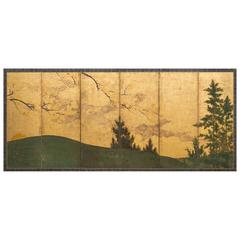 Japanese Screen: Sun and Moon Landscapes