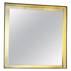 1950s French Enamelled Perforated Metal Backlit Wall Mirror Mathieu Matégot Attr