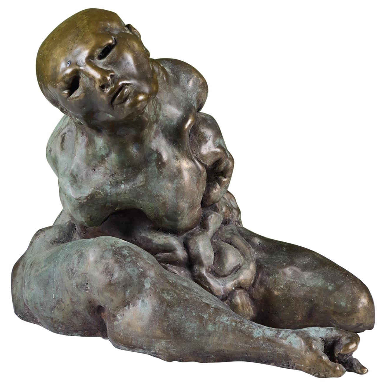 Sculpture masculine abstraite en bronze moulé