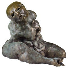 Escultura masculina abstracta de bronce fundido