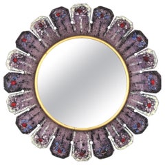 Enamel and Metal Sunburst Mirror in the Style of François Lembo, France, 1950s