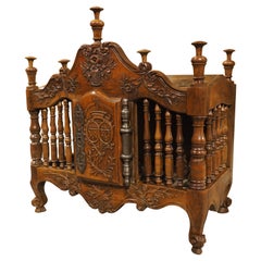 Diminutive Antique French Walnut Panetière with Double Coat of Arms, Dated 1839