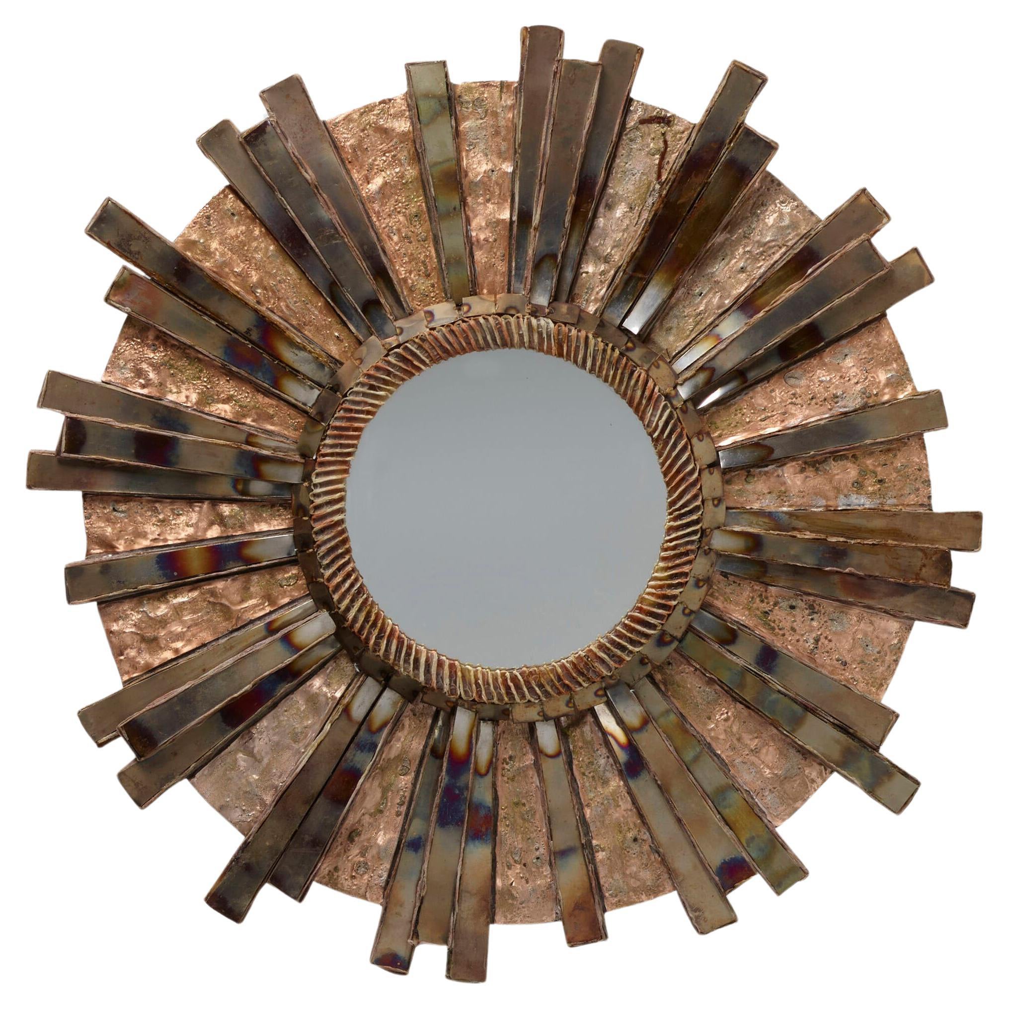 Resin and Copper Circular  Mirror  School of Line Vautrin