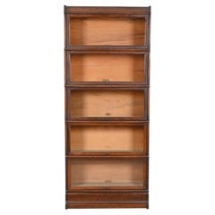 Globe Wernicke Arts & Crafts Oak Five-Stack Barrister Bookcase, Circa 1920s