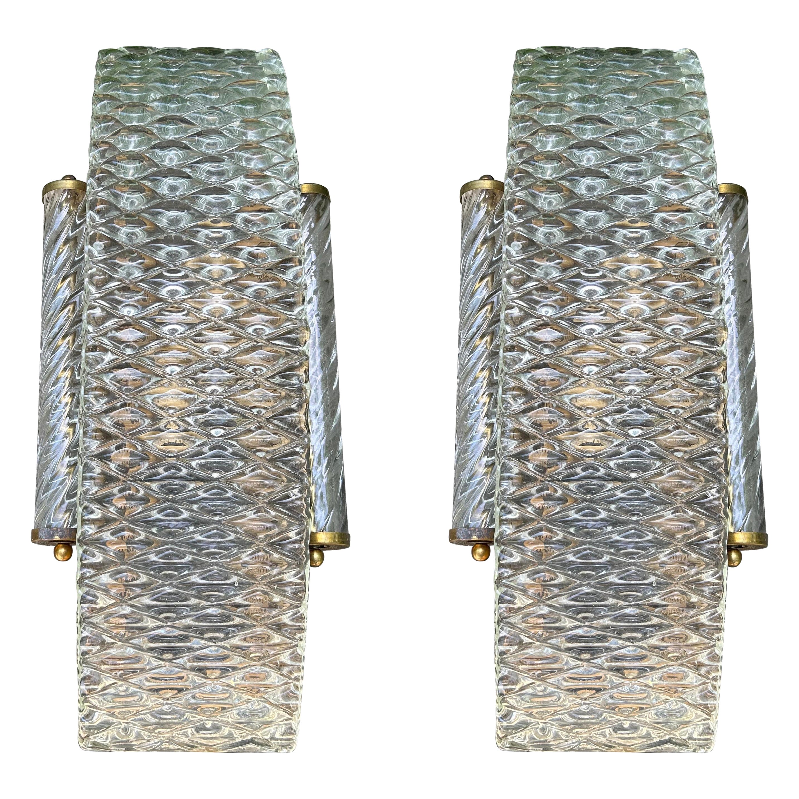 Pair Of Art Deco Style Murano Glass Sconces