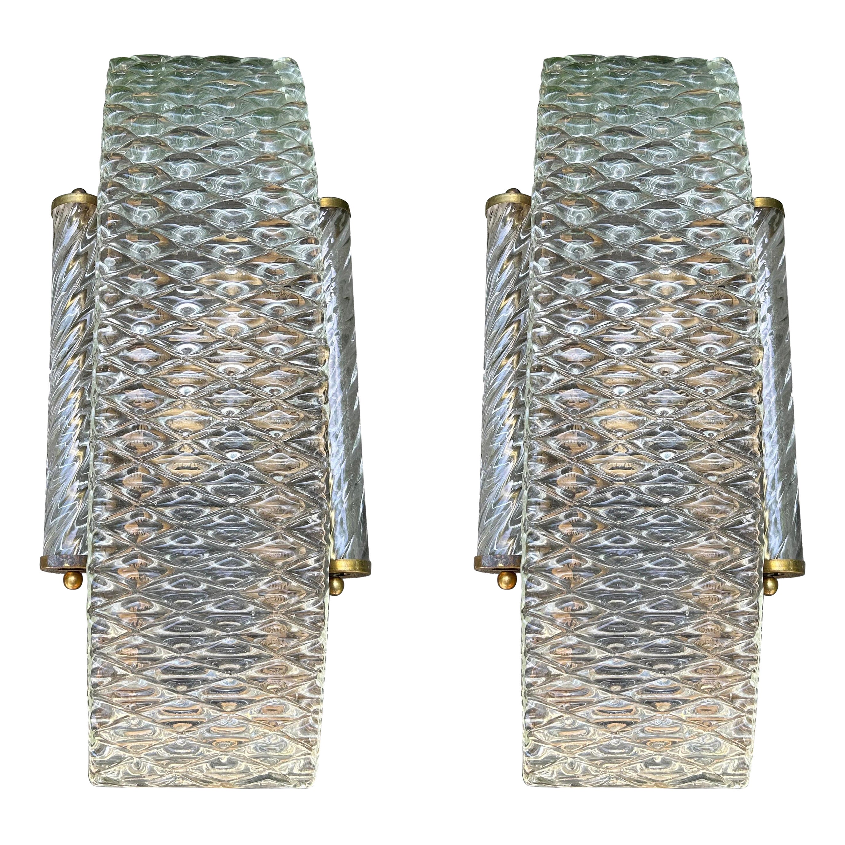 Pair Of Art Deco Style Murano Glass Sconces