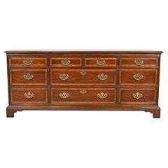Drexel Heritage Chippendale Banded Mahogany Ten-Drawer Dresser or Credenza