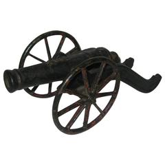 Antique 19th Century Miniature Cast Iron Cannon Model