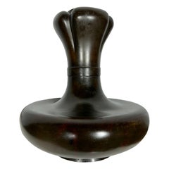 Early 20th Century Japanese Bronze Vase/ Vessel, Tiffany style form and patina