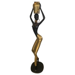 Statue en bronze grandeur nature d'une femme africaine ndébélé stylisée, d'après Karl Hagenauer