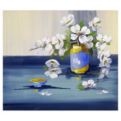 Early 20th Century White Dogwood Still Life Painting