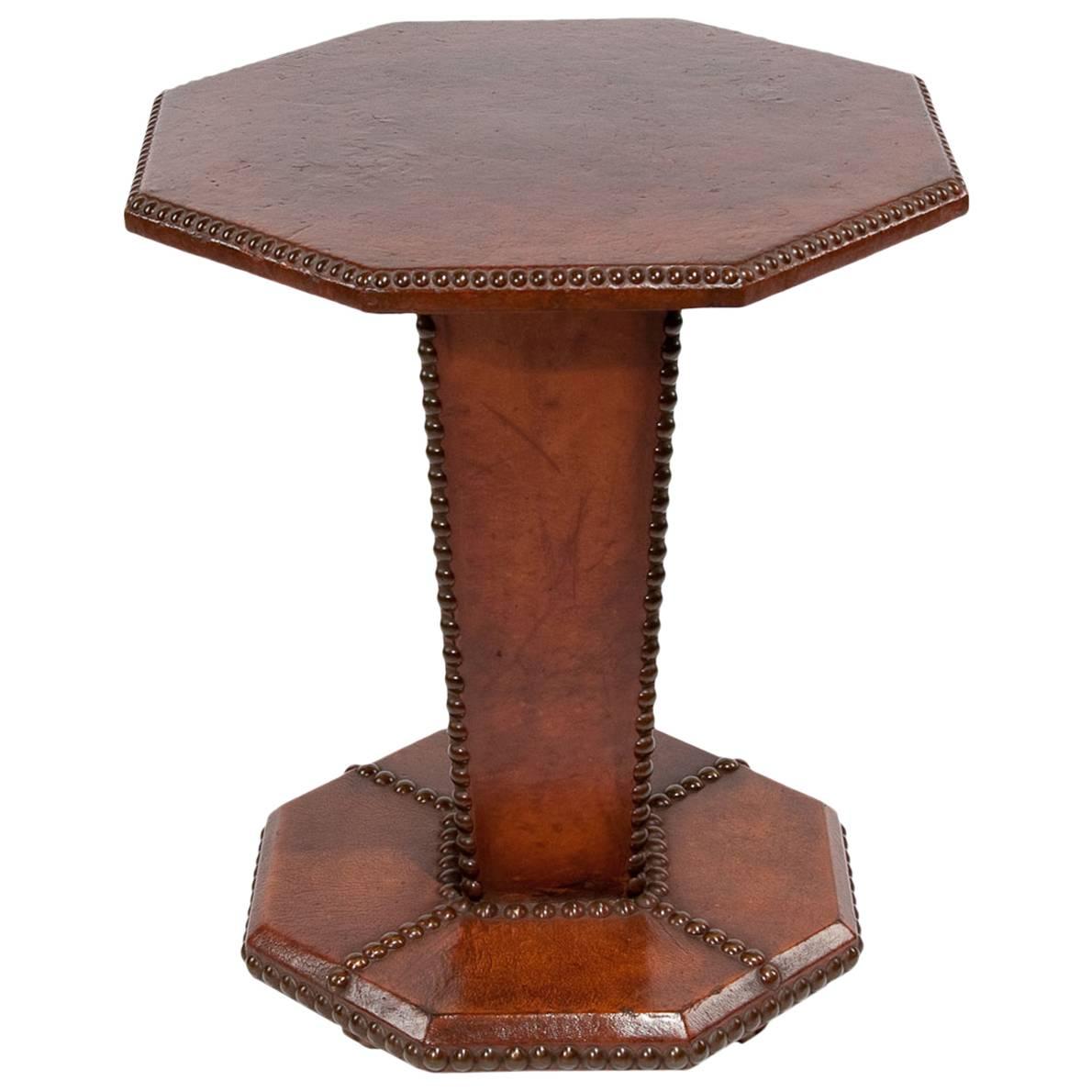 Art Deco French Leather Side Table