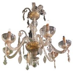 Six Lights Venetian Chandelier, Italy 1950