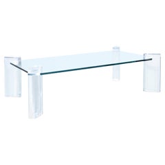 Tavolino da caffè moderno di metà secolo in lucite e vetro di Karl Springer