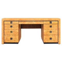 Mid-Century Modern Executive Burl Wood Desk by Hekman