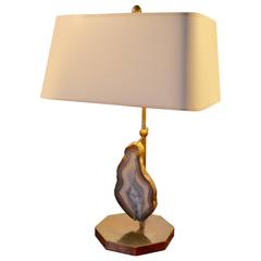 1970s Agate and Bronze Lamp