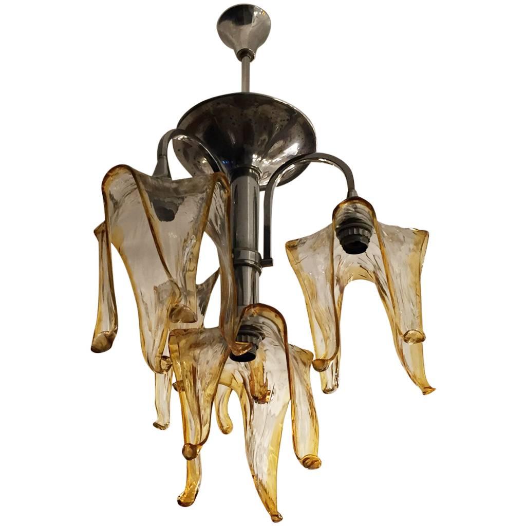 Italian Murano Chandelier for Mazzega For Sale