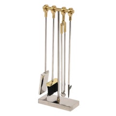 Danny Alessandro Fireplace Tools, Brass, Nickel Chrome, Ring Handles