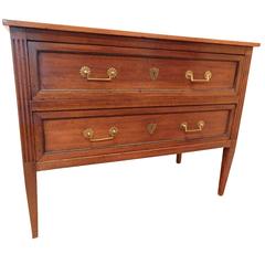 Louis XVI Walnut Two Drawer Commode