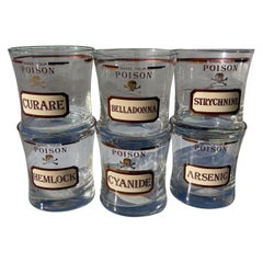Mid-Century Cera “Name Your Poison” Tumbler Drinks Glasses, Set of 6