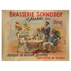Victorian French Original Advertising Poster, "Brasserie Schneider"