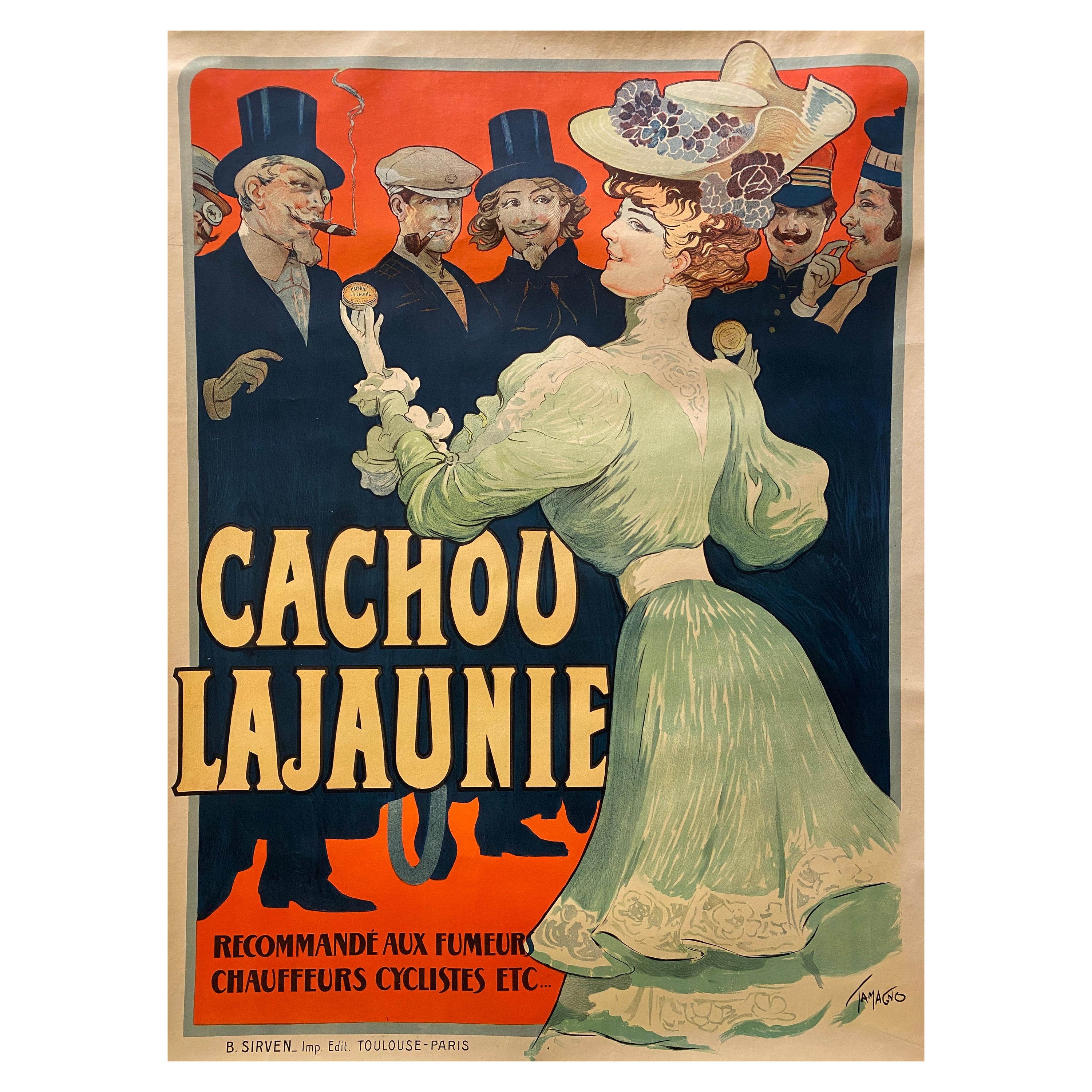 Early 20th Century French Lithographic Poster, 'Cachou Lajaunie', c. 1900