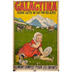 Farine lactée au lait pur des alpes - Affiche lithographique originale Circa. 1902