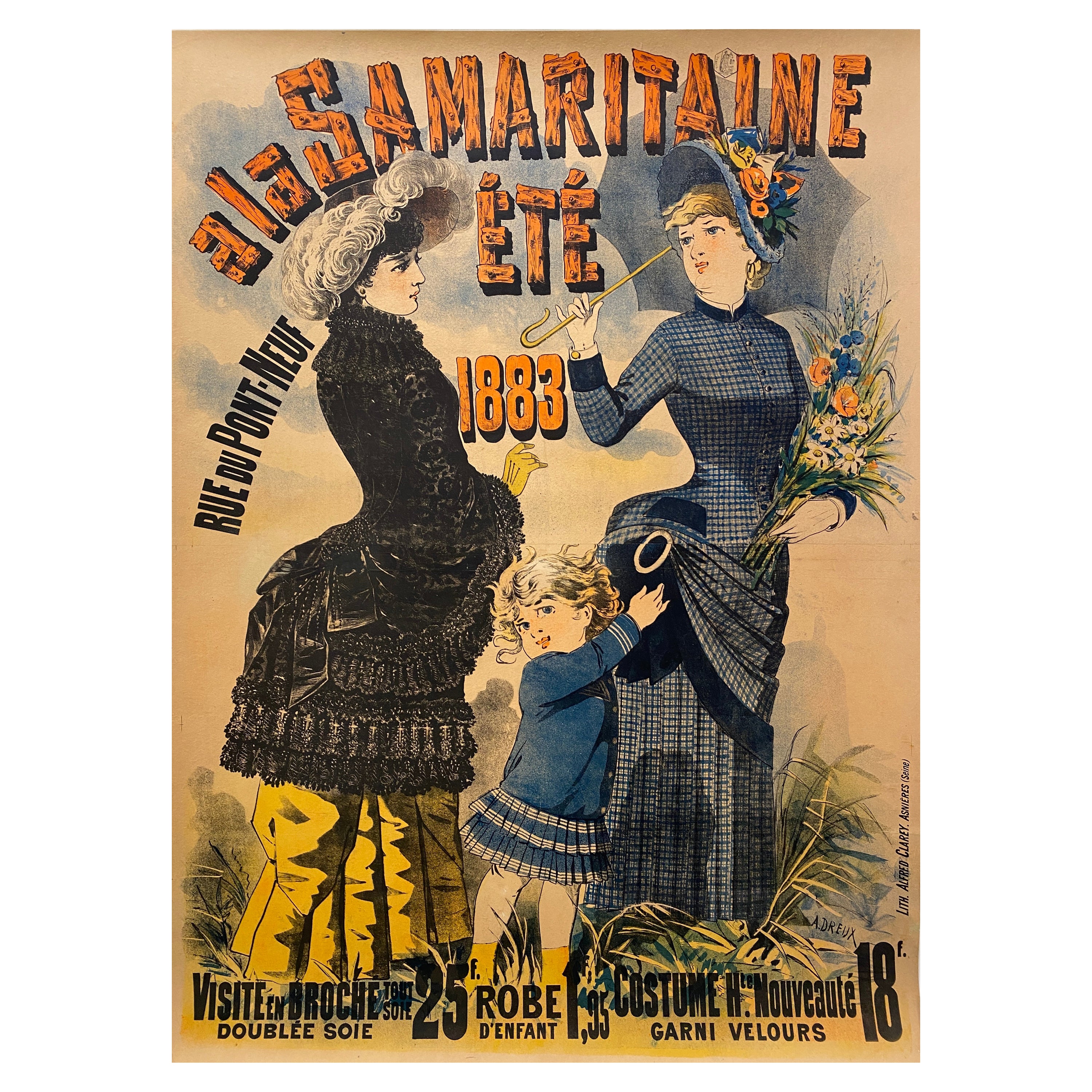 Late 19th Century Original French Poster, 'Samaritaine; c. 1883