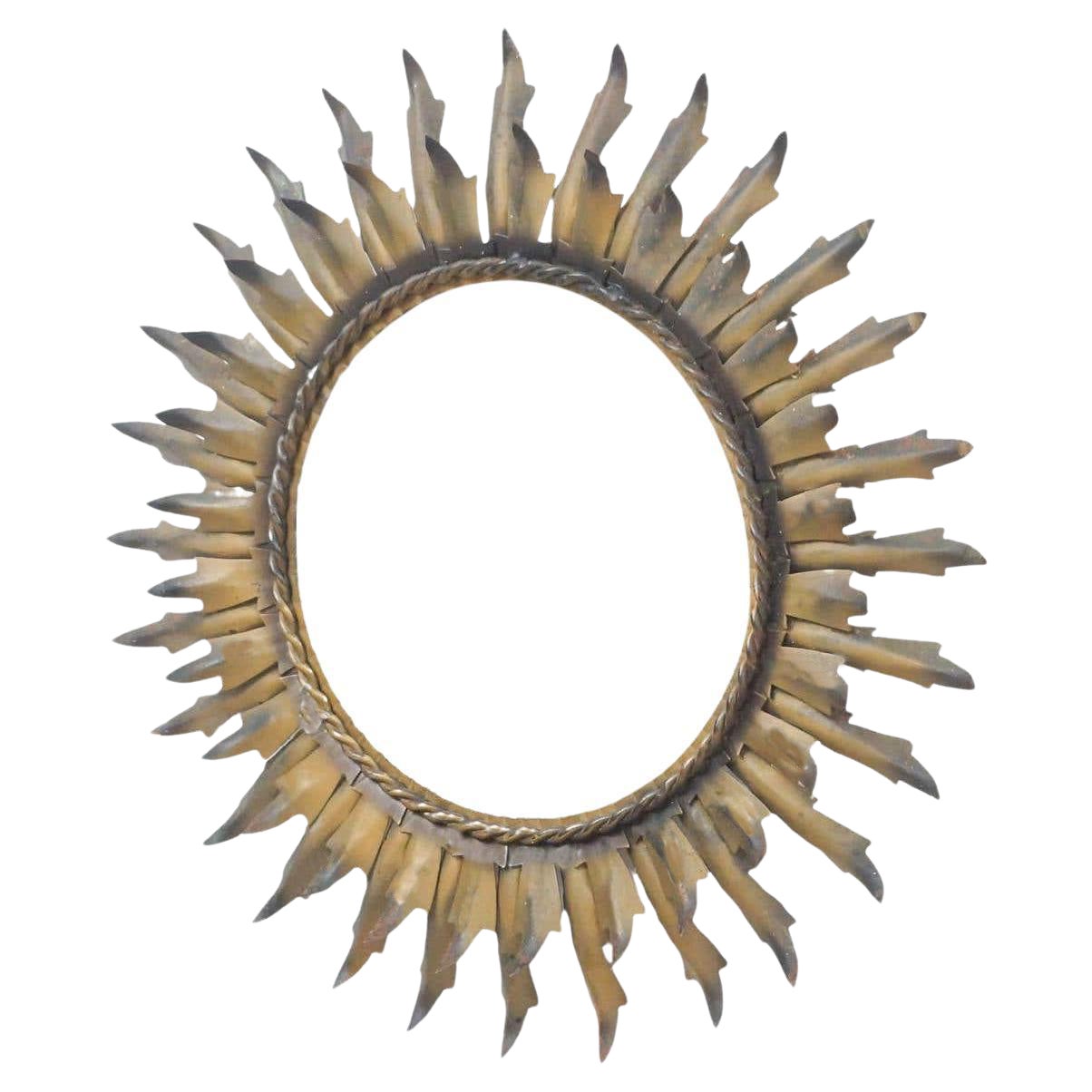 Espejo moderno de mediados de siglo Sunburst Latón, hacia 1960