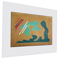Mouvement Toile Alcantara & Plexiglas Art Abstrait Design 1970's