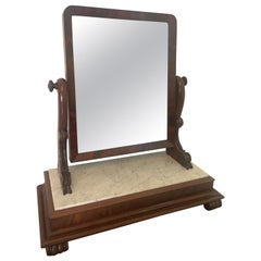 Large Antique Victorian Mahogany and Marble Topped Swing Mirror