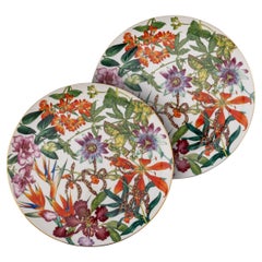 Coppia di piatti da portata in ceramica francese Passifolia di Hermes