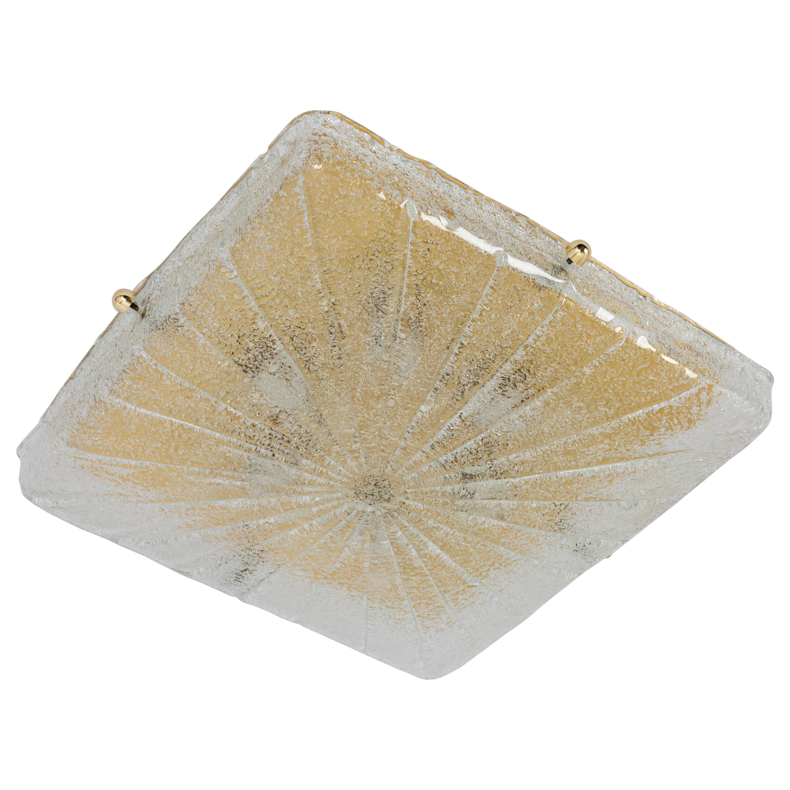 Large Brass Flushmount Murano by Hillebrand, Germany, 1970s