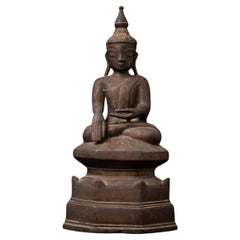 Statua di Buddha birmano in bronzo antico del 18° secolo