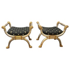 Maitland Smith neoclassical style benches a pair