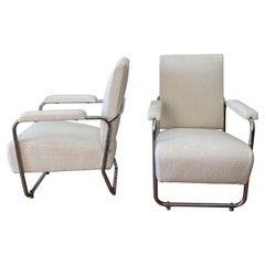 Pair of PEL tubular chrome lounge armchairs, English 1930s