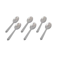 Georg Jensen Pyramid. Set of six dinner spoons in sterling silver.  1933-1944