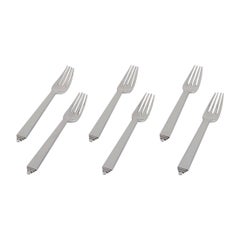 Georg Jensen Pyramid, set of six dinner forks in sterling silver. 1933-1944