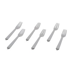 Georg Jensen Pyramid, set di sei forchette da pranzo in argento sterling. 1915-1932