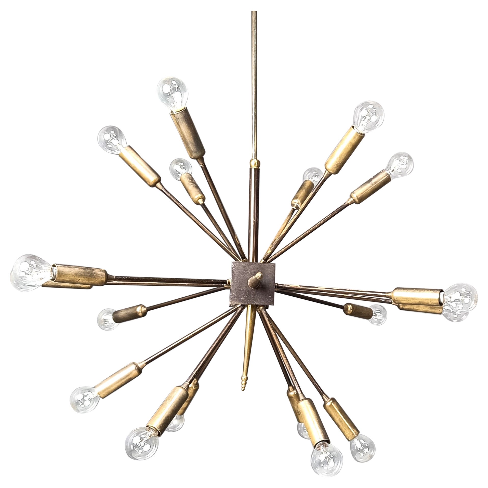 Vintage brass sputnik chandelier, 1970s