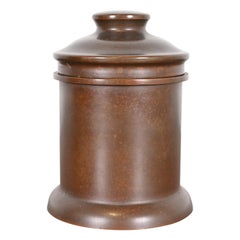 Contenitore rotondo in bronzo Heintz Arts & Crafts con coperchio, CIRCA 1910