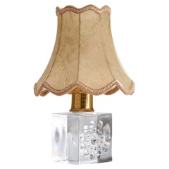 Schwedische Designerin, Tischlampe, Glas, Messing, Papier, Schweden, 1950er Jahre